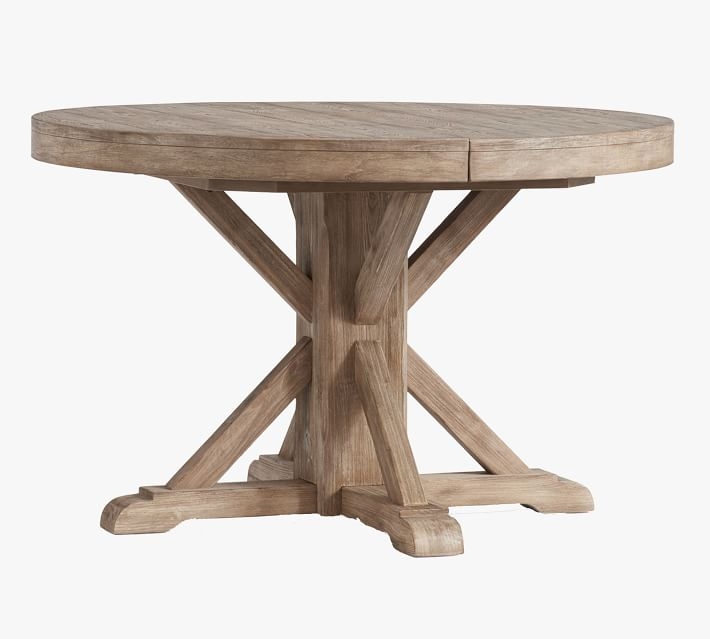Benchwright Round Pedestal Extending Dining Table, Seadrift, 48" - 72" L - Image 0