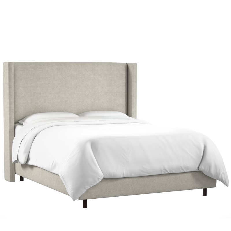 Sanford Linen Upholstered Panel Bed -TALC, QUEEN - Image 0