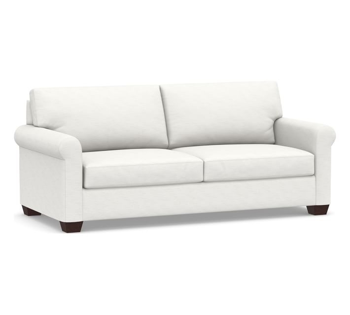 York Roll Arm Upholstered Sofa 82.5", Down Blend Wrapped Cushions, Performance Slub Cotton White - Image 0