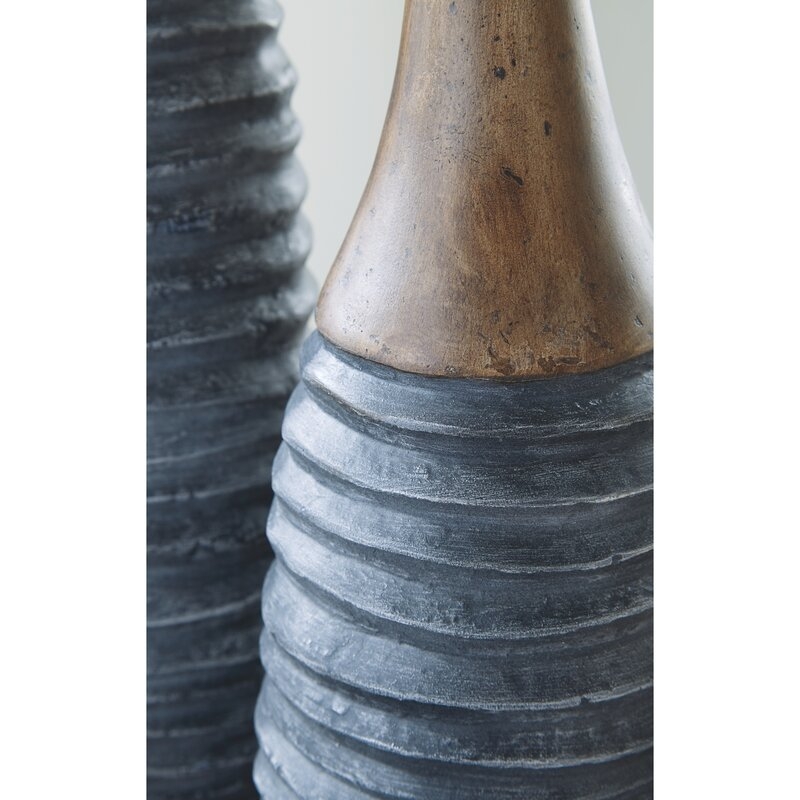 2 Piece Suranne Gray Resin Floor Vase Set - Image 1