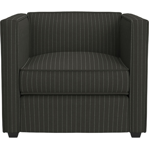 Club Tigre Luxe White Chair, Pinstripe Charcoal - Image 0