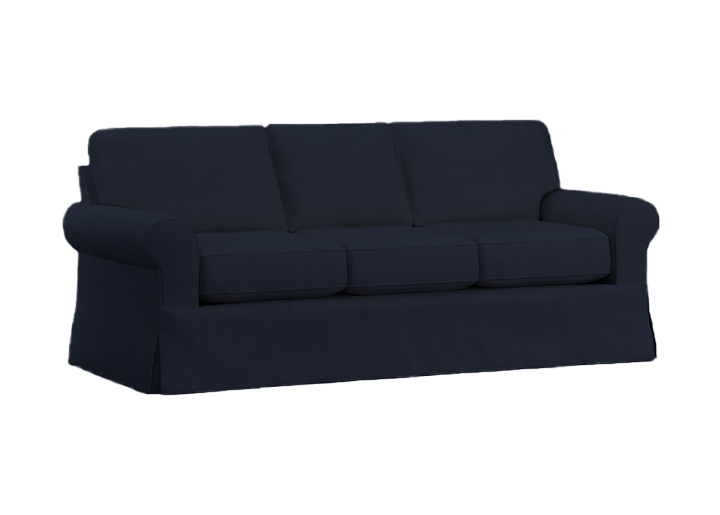 Buchanan Roll Arm Slipcovered Sofa 87", Polyester Wrapped Cushions, Twill Cadet Navy - Image 0
