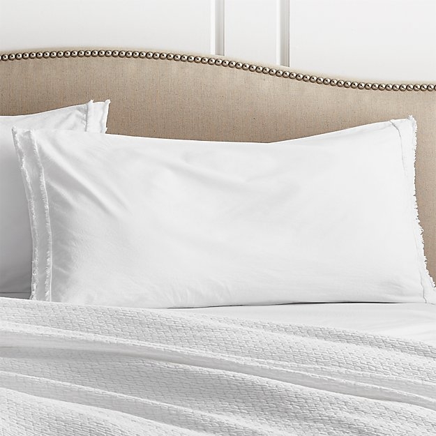 Favorite Washed Organic Cotton White Eyelash King Bed Pillow Sham - Image 0