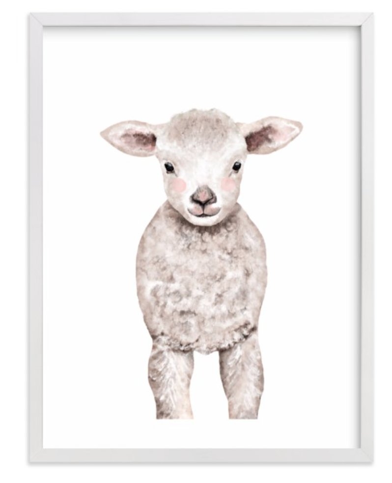 Baby Animal Sheep, 8"x10", White Wood Frame - Image 0