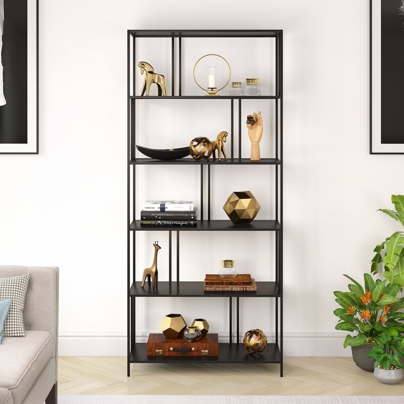 Knight 76'' H x 34'' W Metal Geometric Bookcase - Image 2