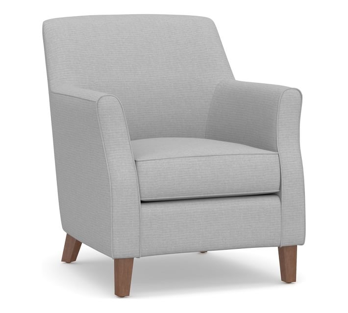 SoMa Newton Upholstered Armchair, Polyester Wrapped Cushions, Brushed Crossweave Light Gray - Image 0