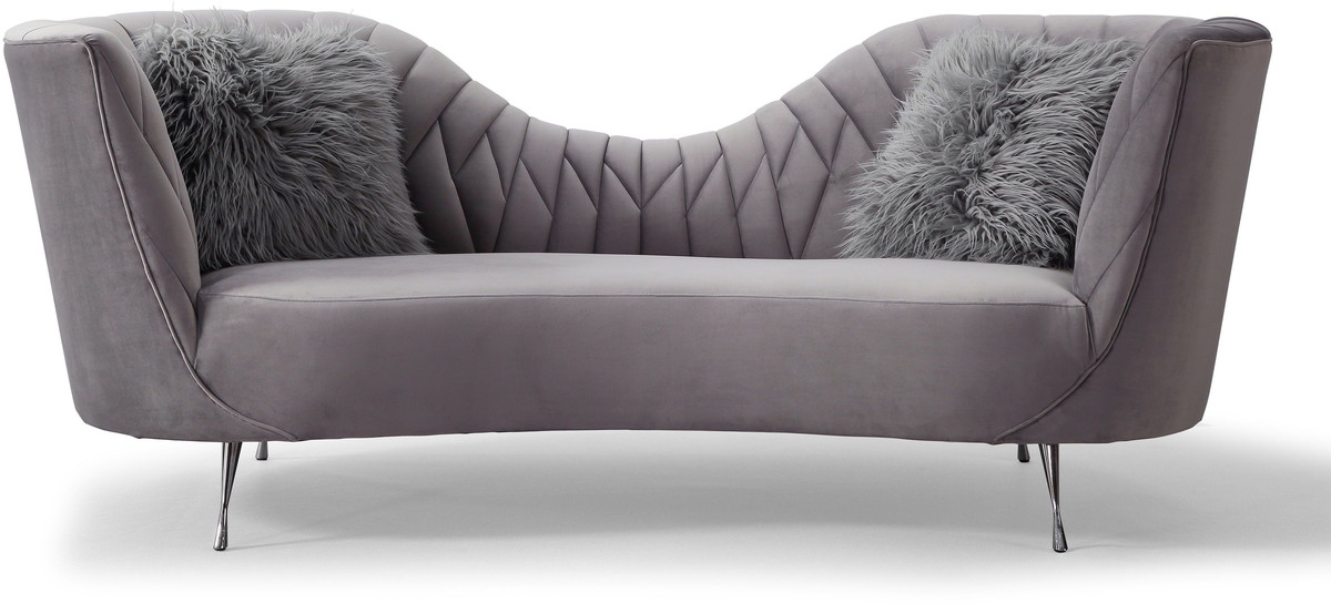 Eva Grey Velvet Sofa - Image 1