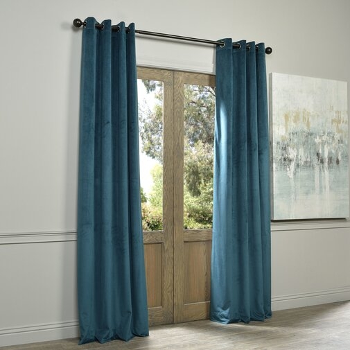 Sharpe Solid Velvet Blackout Grommet Single Curtain Panel - Image 0