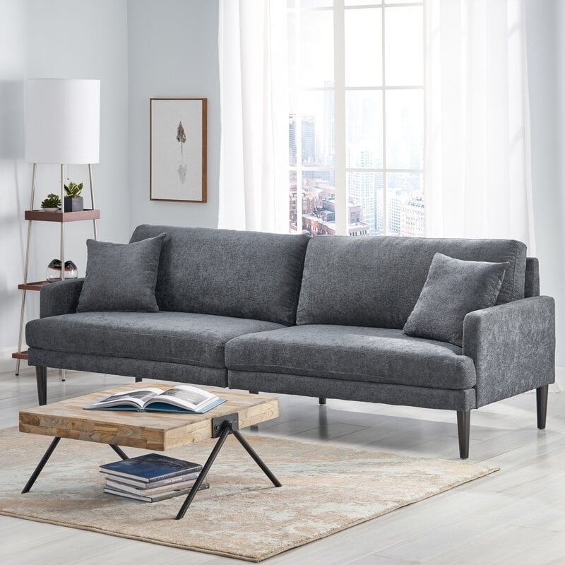 Contemporary 3 Seater Fabric Sofa With Accent Pillows - Image 1
