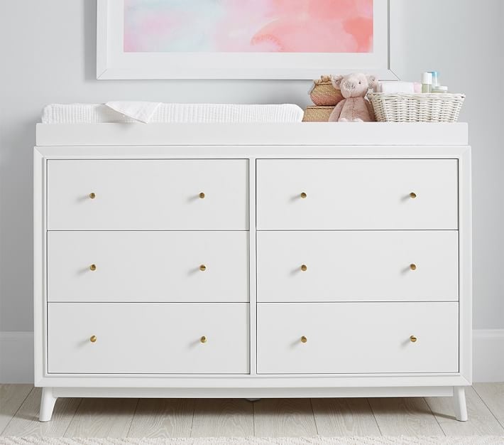 Sloan Extra Wide Nursery Dresser & Topper Set, Simply White, In-Home Delivery - Image 1