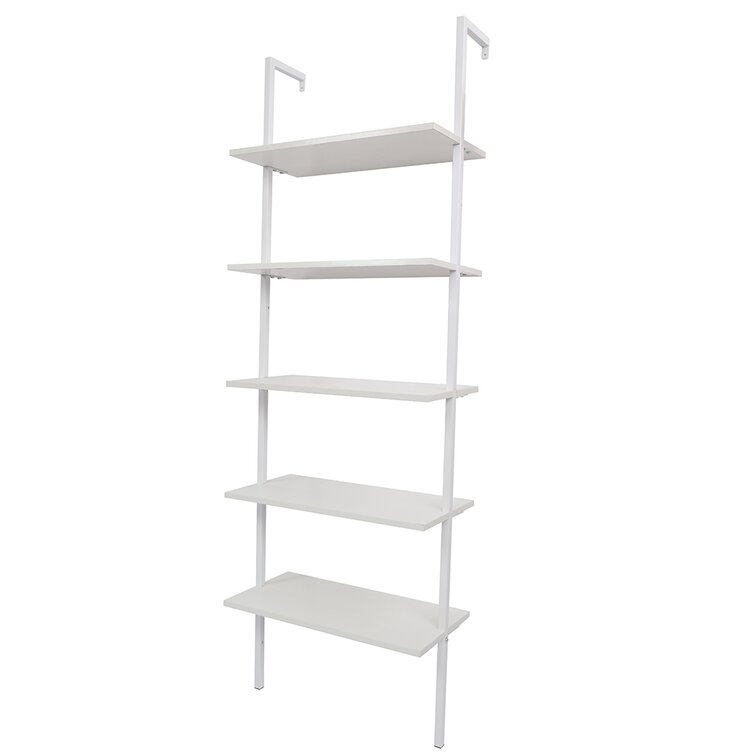 5-Tier Industrial Wood Ladder Bookcase With Metal Frame - Image 0