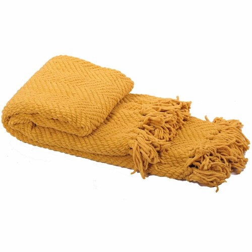 Nader Tweed Knitted-Design Throw, Lemon Curry - Image 0