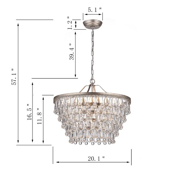 Camille 6 - Light Unique / Statement Tiered Chandelier with Crystal Accents - Image 2