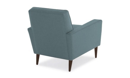 Blue Winslow Mid Century Modern Chair - Essence Aqua - Mocha - Image 1