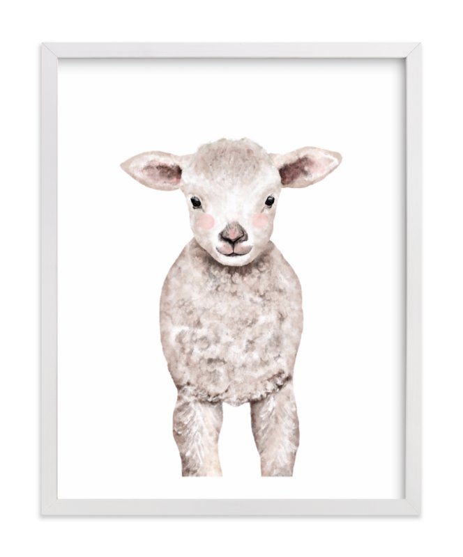 Baby Animal Sheep Framed Art Print - 11" x 14" - White Wood Frame - Image 0