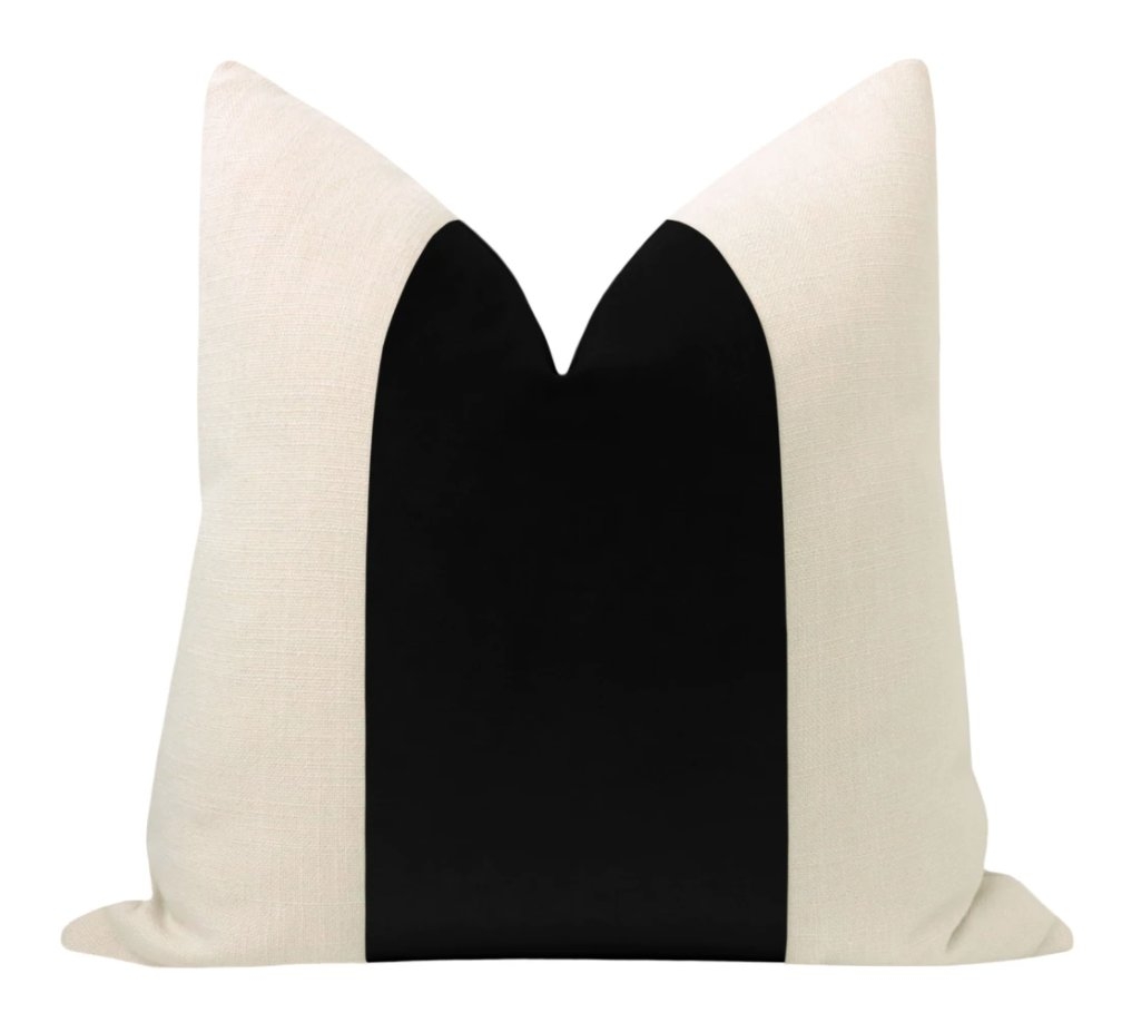 Panel Classic Velvet Pillow Cover, Ebony, 22" x 22" - Image 0