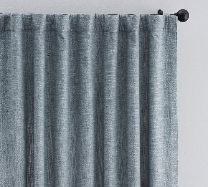Seaton Textured Cotton Curtain 108", Blue Chambray - Image 0