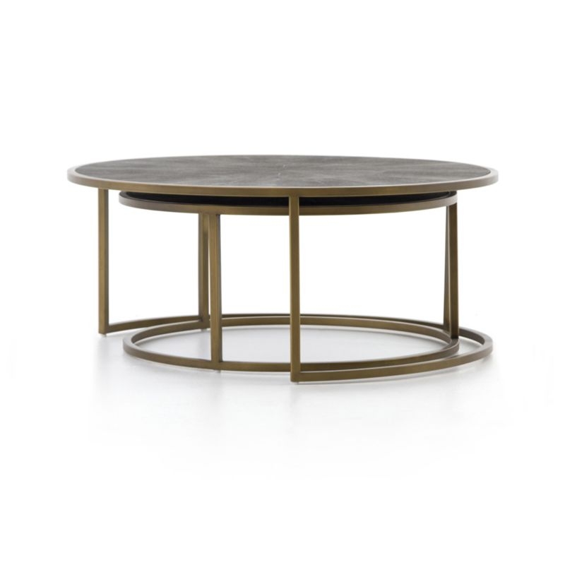 Shagreen Antique Brass Nesting Coffee Tables - Image 3