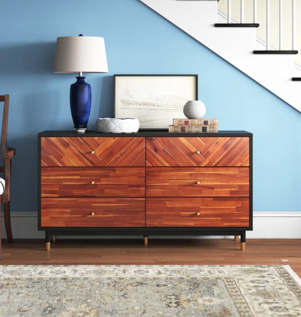 Noriega 6 Drawer 55'' W Solid Wood Dresser - Image 2