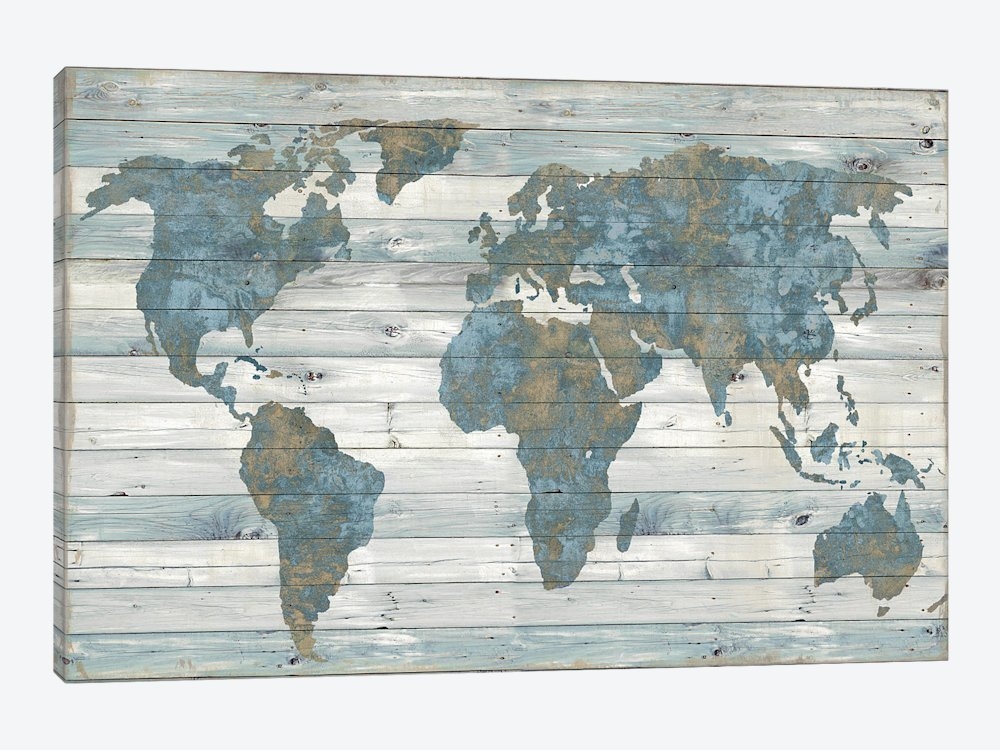 'World Map on Wood' Print on Canvas - Image 0