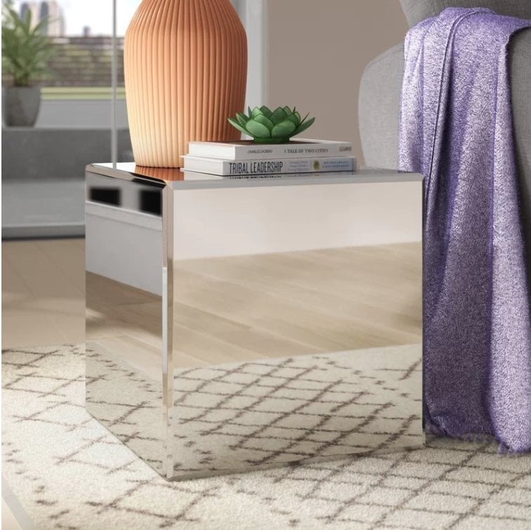 Charee Mirrored Cube End Table - Image 0