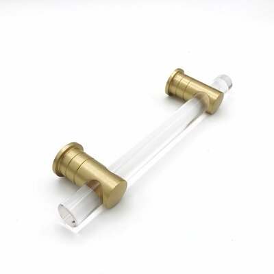 Luz Lucite and Satin Brass 4" Center to Center Bar Pull - Image 0