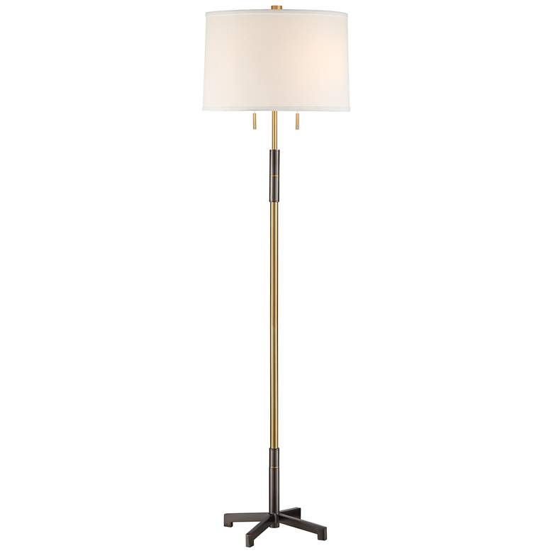 Possini Euro Keswick 2-Light Floor Lamp, Warm Gold & Gunmetal - Image 0