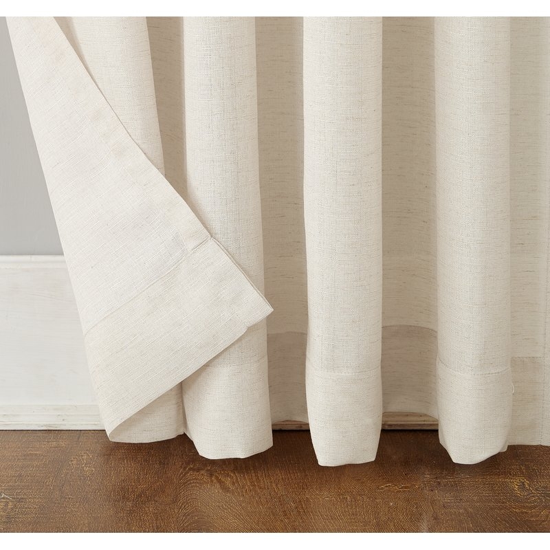 Berwick Linen Blend Solid Semi-Sheer Rod Pocket Single Curtain Panel - Ivory - 95" - Image 1