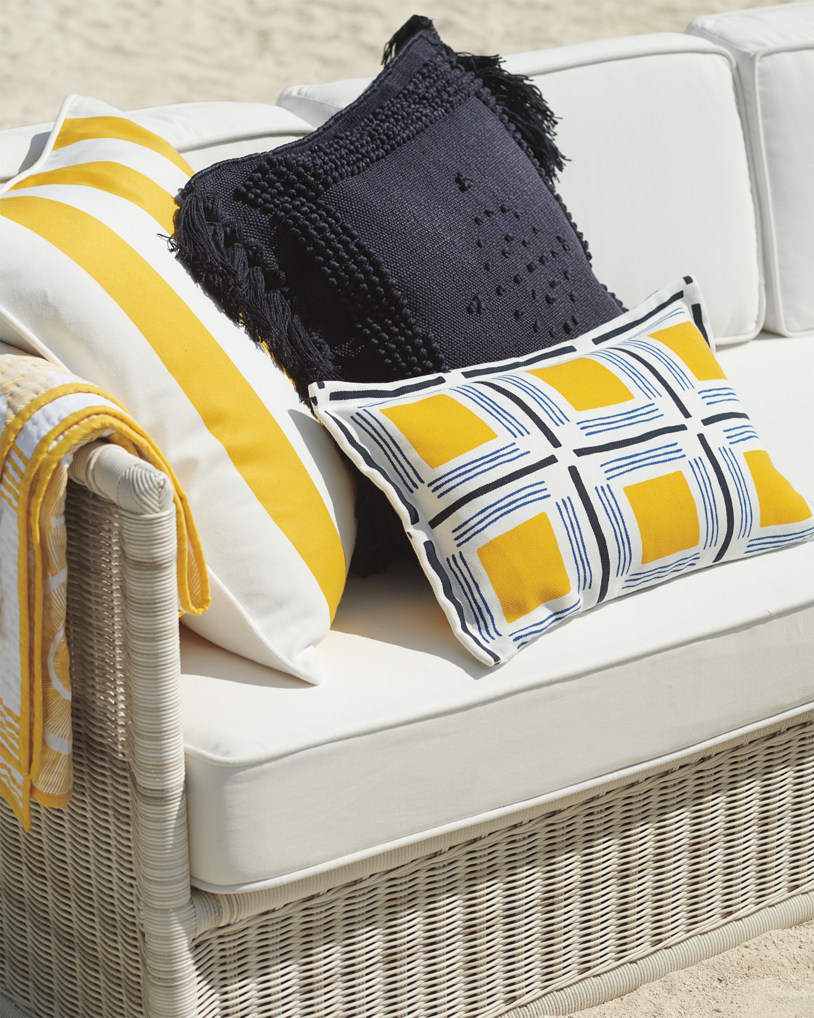 Montecito Outdoor 24"SQ Pillow Cover - Navy - Insert sold separately - Image 3