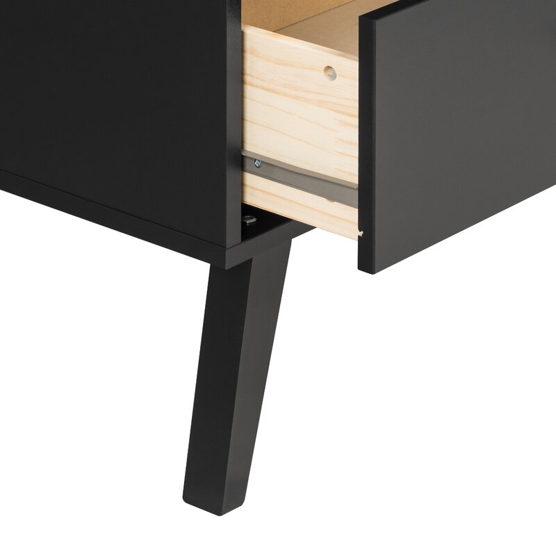 Shamar Mid Century Modern 6 Drawer Double Dresser, Black - Image 3