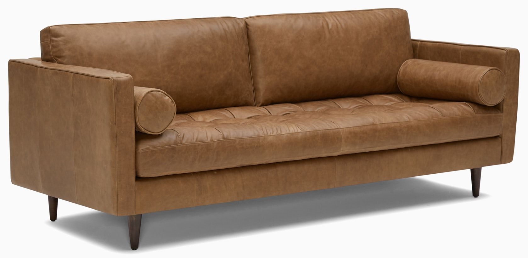 Briar Leather Sofa in Santiago Ale with Mocha wood stain - Image 1