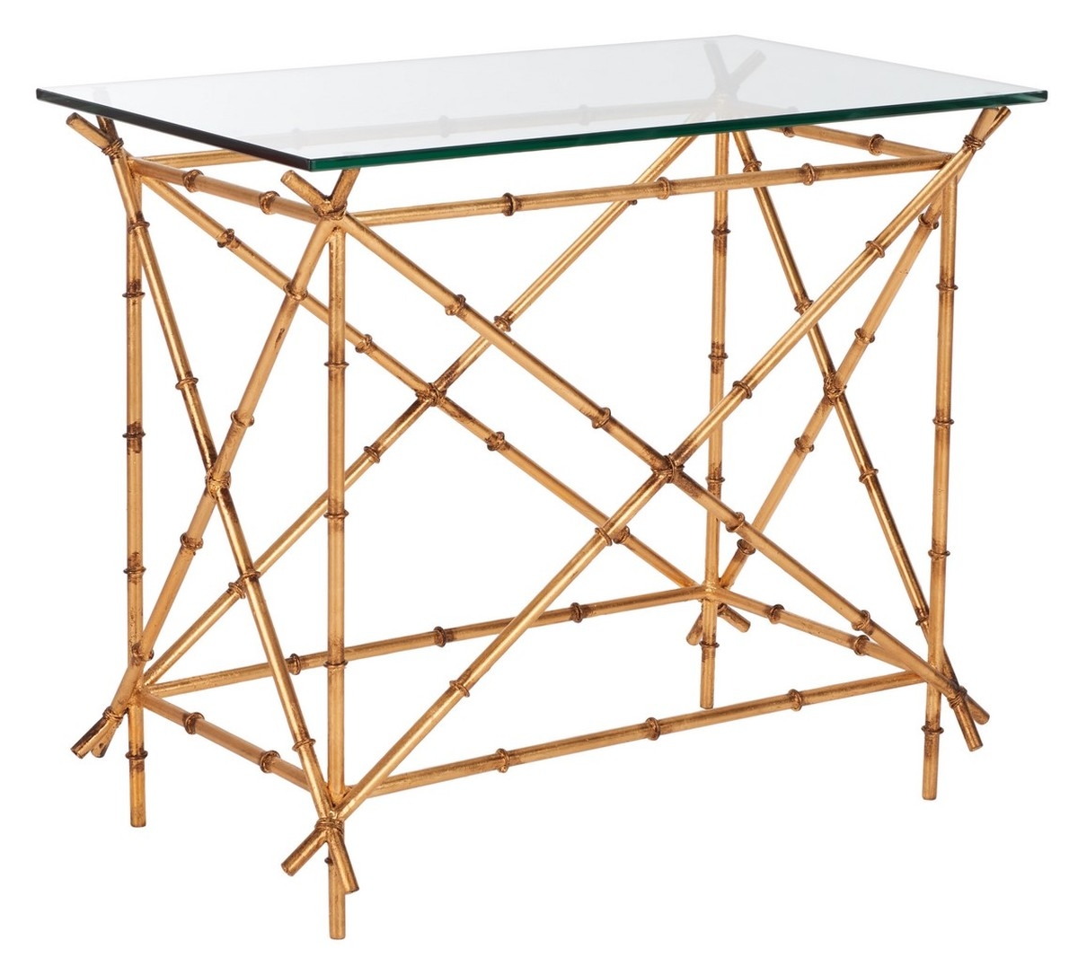 Mark Crisscrossed Accent Table - Gold/Clear - Safavieh - Image 1