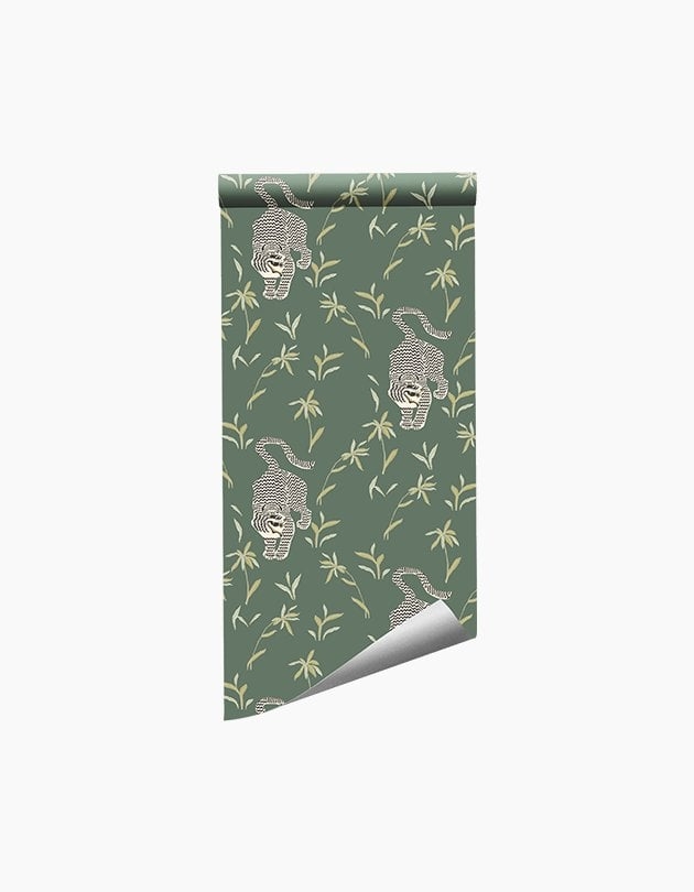 Stalking Tiger Peel & Stick Wallpaper, Green, 2' x 10' - Image 0