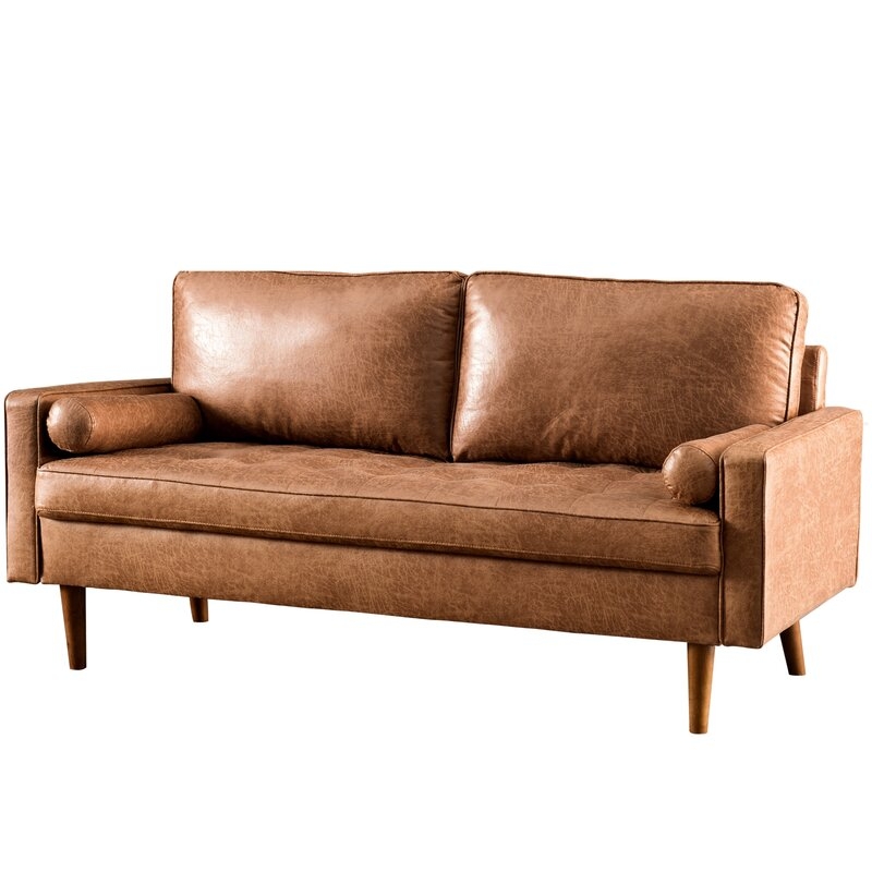 Garzon 69.68" Faux Leather Square Arm Sofa - Image 1