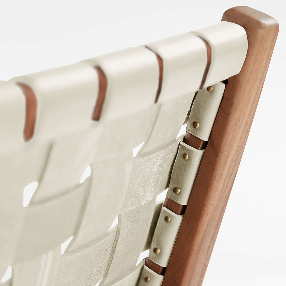 Taj White Woven Leather Strap Accent Chair - Image 4