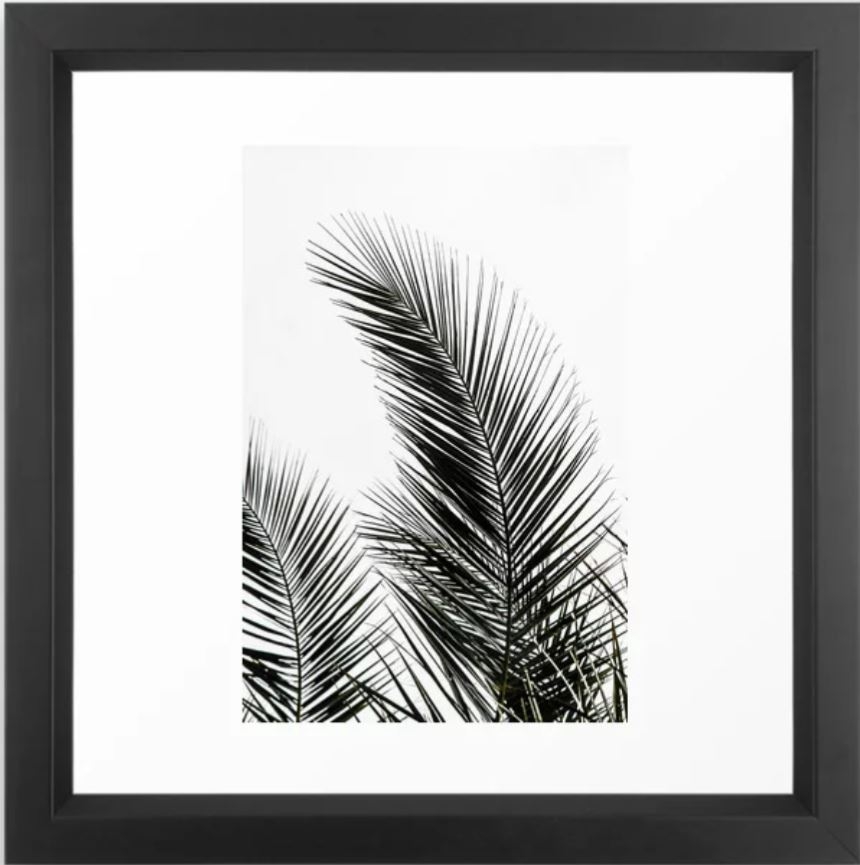 Palm Leaves Framed Art Print by Maboe, 12" X 12", Vector Black - Image 0