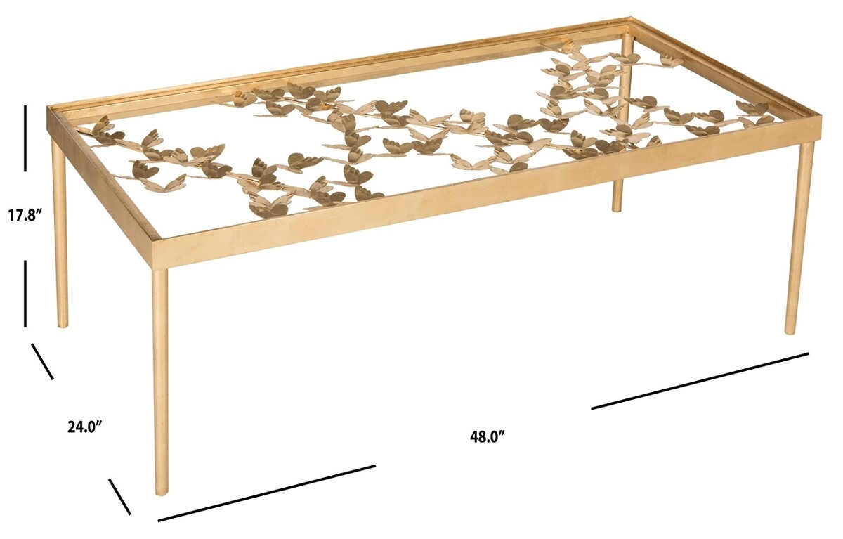 Rosalia Butterfly Coffee Table - Antique Gold - Safavieh - Image 3