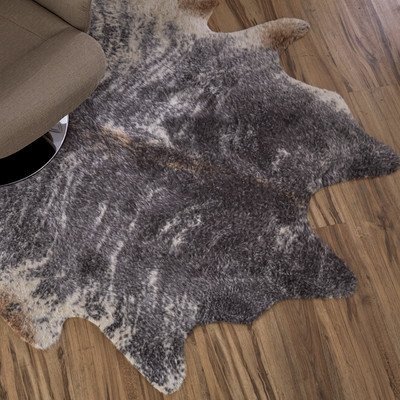 Hand-Tufted Faux Cowhide Gray Area Rug - Image 0