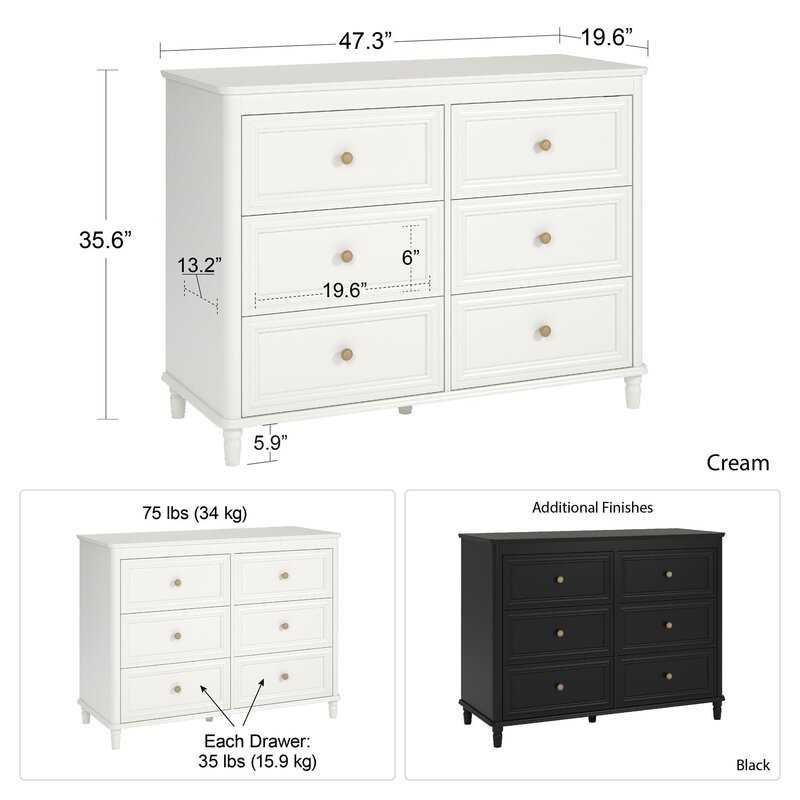 Piper 6 Drawer Double Dresser - Image 3