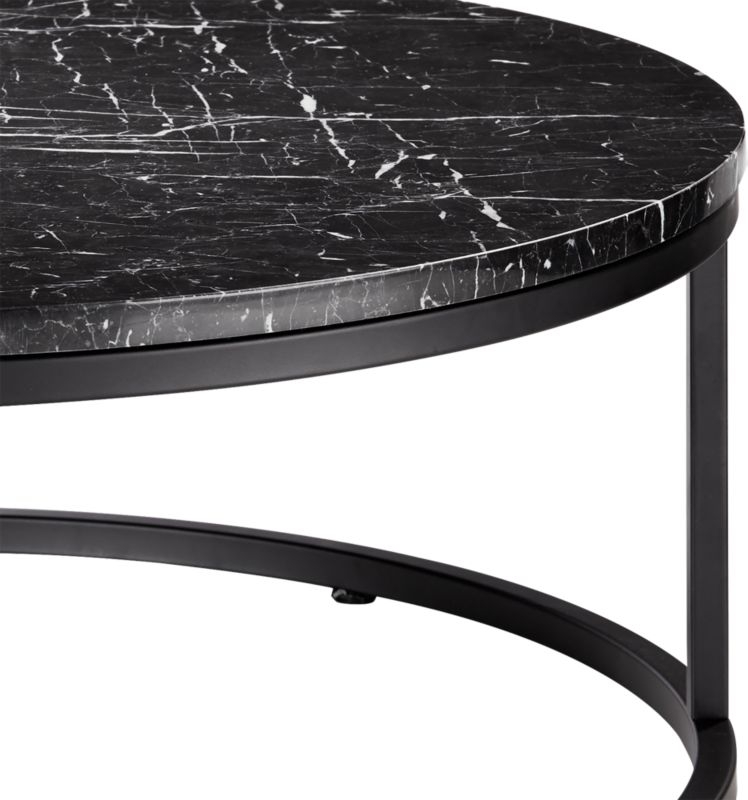 Smart Round Coffee Table, Black Marble - Image 1