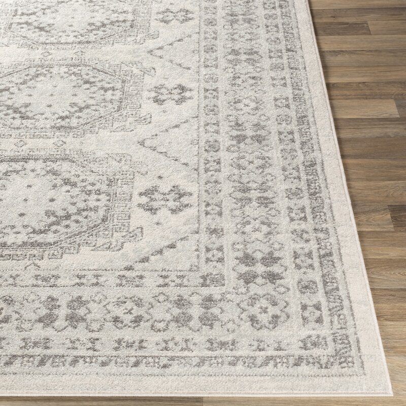Wolbert Distressed Global-Inspired Light Gray Area Rug - Image 2