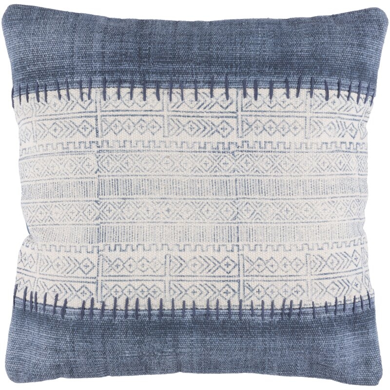 Friedman Cotton Indoor Geometric Square Throw Pillow With Down Fill - Image 0