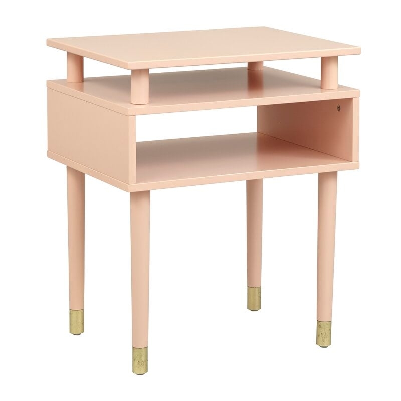 Blush Pink/Gold Callaham End Table with Storage - Image 0