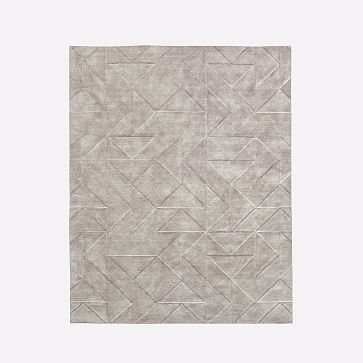 Carved Triangles Wool Rug, Platinum, 9'x12' - Image 2