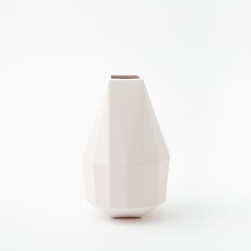 Faceted Porcelain Vase, 9.5", Porcelain White - Image 0