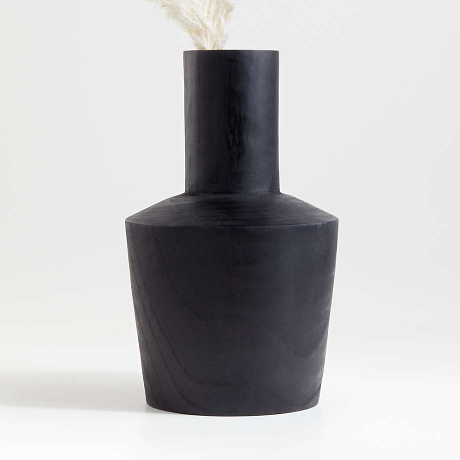 Arllon Wood Vase, Black, Large - Image 1