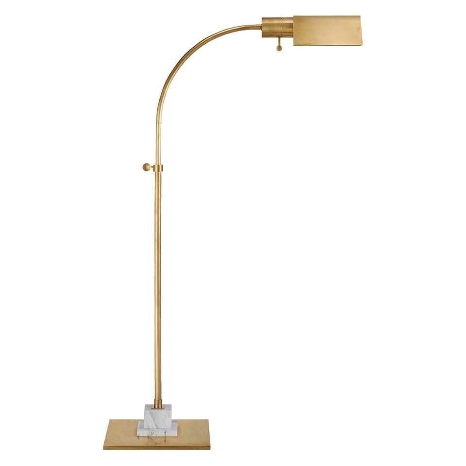 ETON PHARMACY FLOOR LAMP - HAND-RUBBED ANTIQUE BRASS & WHITE MARBLE - Image 0