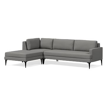Andes Petite Sectional Set 42: Right Arm 2.5 Seater Sofa, Corner, Ottoman, Poly, Fog, Sunbrella Performance Chenille, Dark Pewter - Image 0