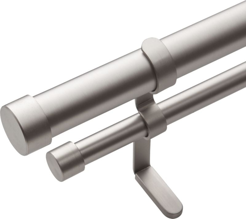 "brushed aluminum double rod curtain rod set 88""-120""" - Image 3