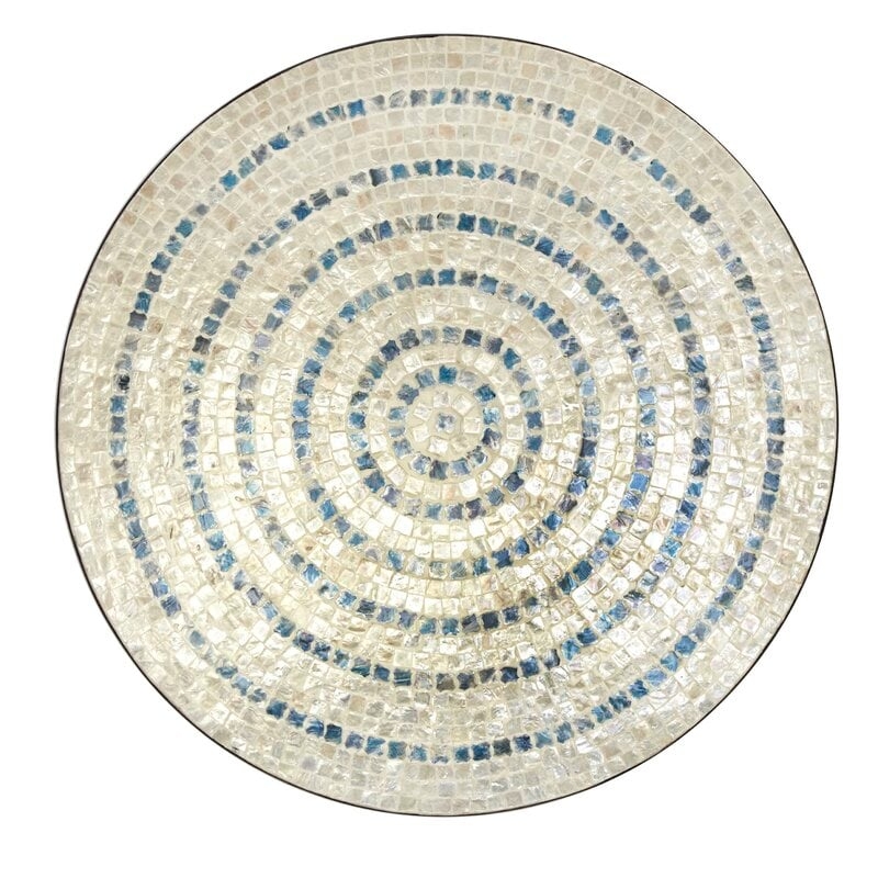Beige Mother of Pearl Handmade Mosaic Plate Wall Decor 27" x 4" x 27" - Image 0